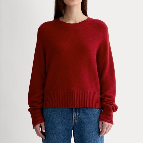 Everlane The Boxy Crew in Cashmere Berry Red Size XS - Picture 1 of 5